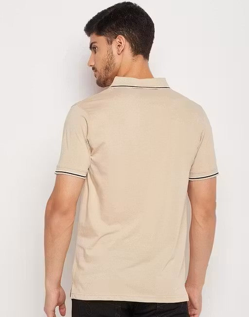 Men's Cotton Half Sleeves Solid Polo Neck T-shirt