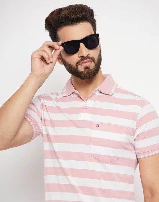 Men Polo Collar Striper T Shirt