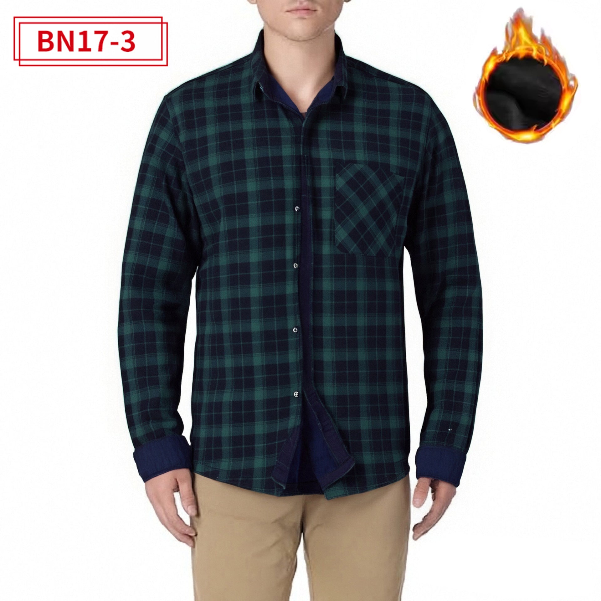 Fleece-lined Plaid Shirt For Warmth In Europe And America