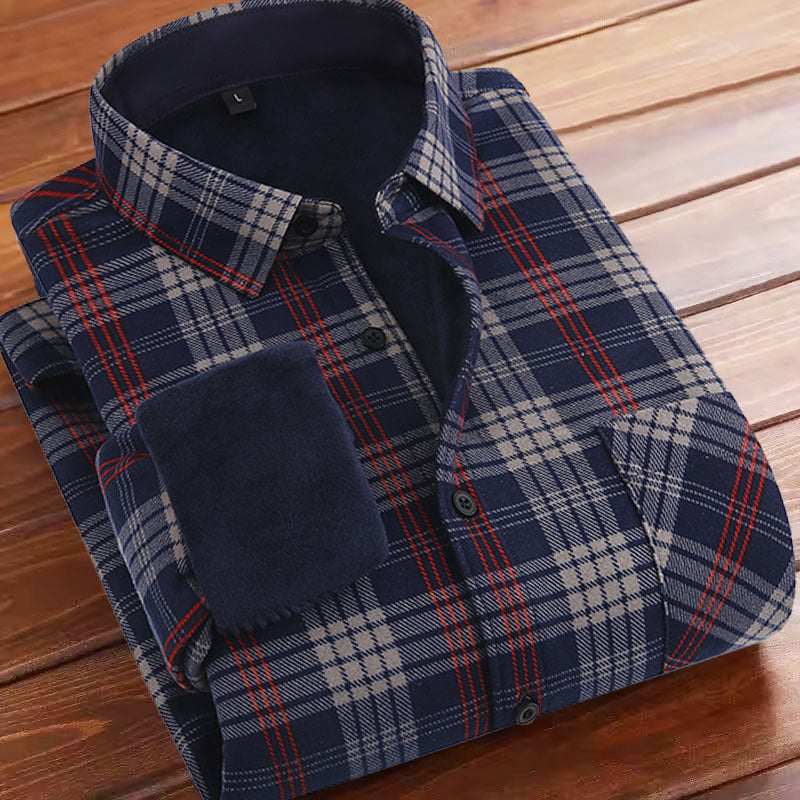 Fleece-lined Plaid Shirt For Warmth In Europe And America