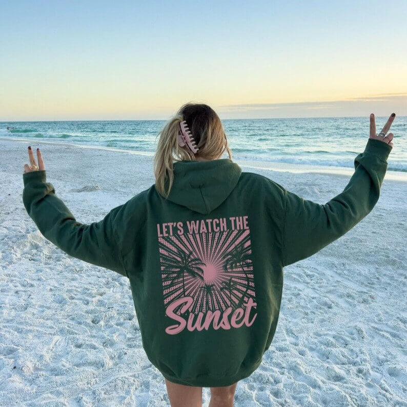 Women's Fashion Chasing Sunset Print Oversized Hoodie