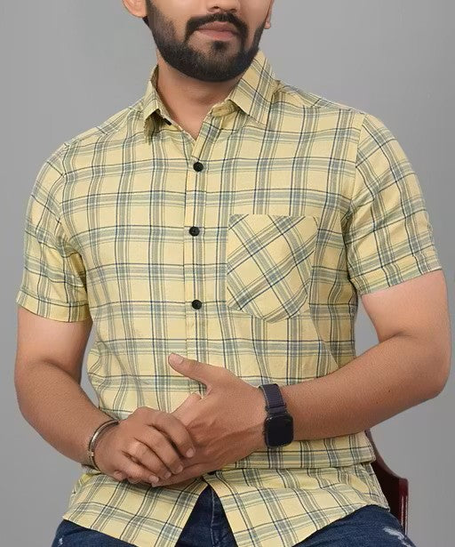 &nbsp;Men's Cotton  half sleeve Slim Fit shirt