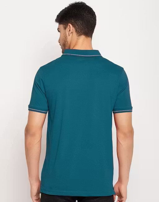 Men's Cotton Half Sleeves Solid Polo Neck T-shirt