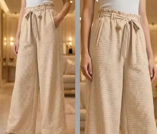 Women’s Pleated Soft Polyester Palazzo Pants