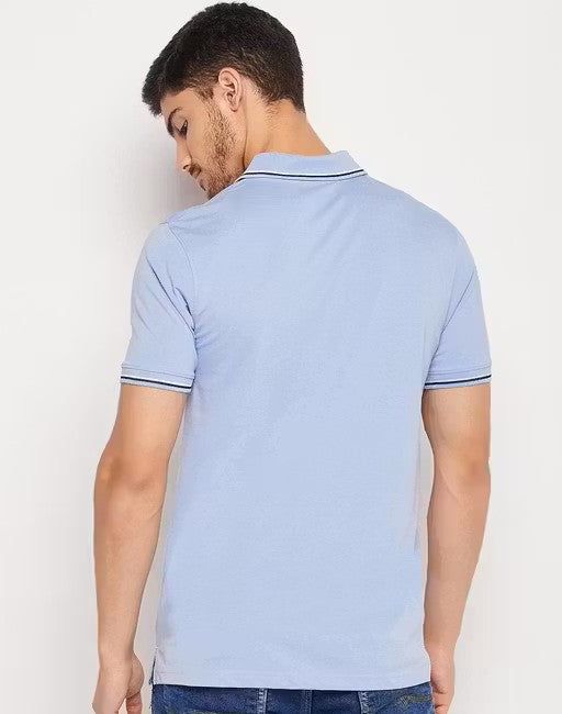 Men's Cotton Half Sleeves Solid Polo Neck T-shirt