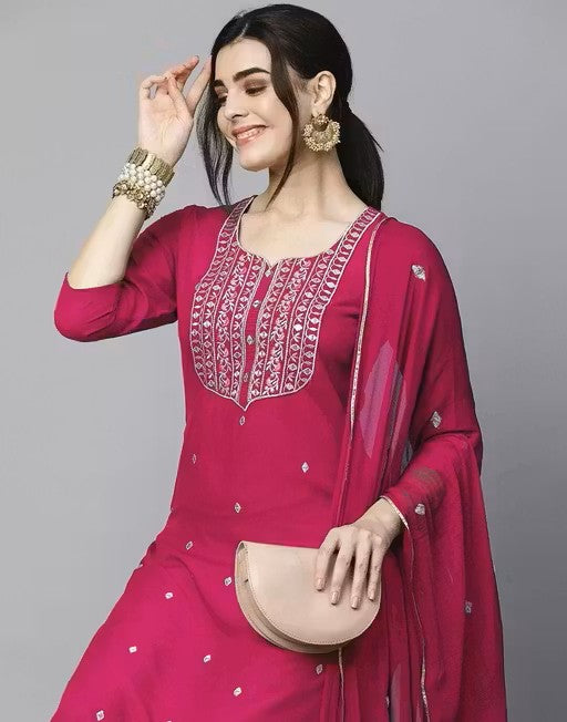 Viscose Rayon Kurta Pant Dupatta Set