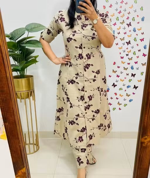 Floral Printed Multicolor Kurta Set For Women