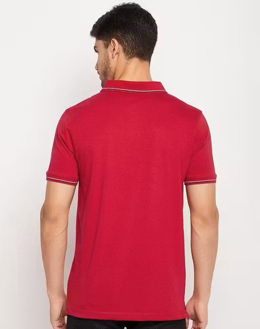 Men's Cotton Half Sleeves Solid Polo Neck T-shirt