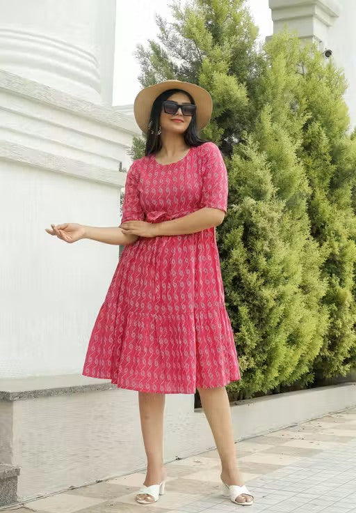 Cotton Dress In Solid Pattern Velvark.com