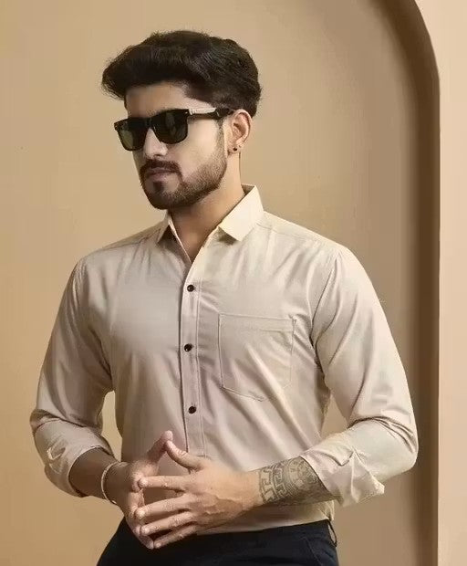 Men’s Solid Plain Full Sleeve Formal Casual Shirt