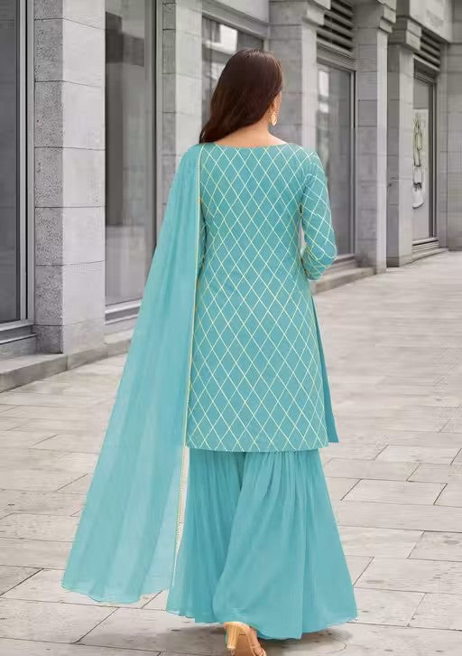 Rayon Printed Kurta (Garara/Sharara) Suit Set