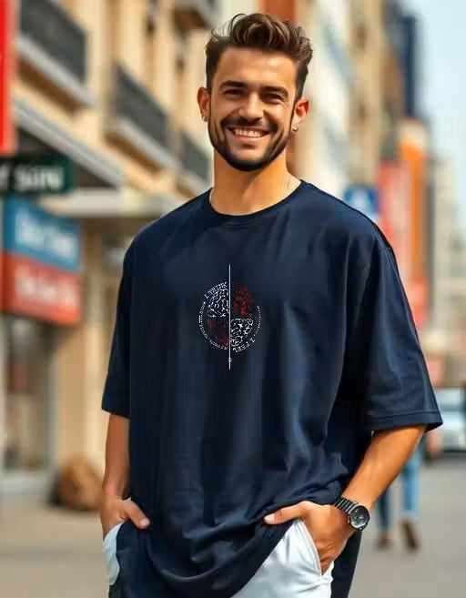 Oversized Printed Round Neck Cotton Blend T-shirt Velvark.com