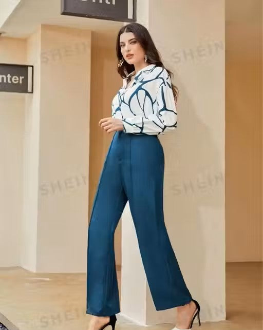 Latest Fashion High Low Shirt with Straight Fit Pants