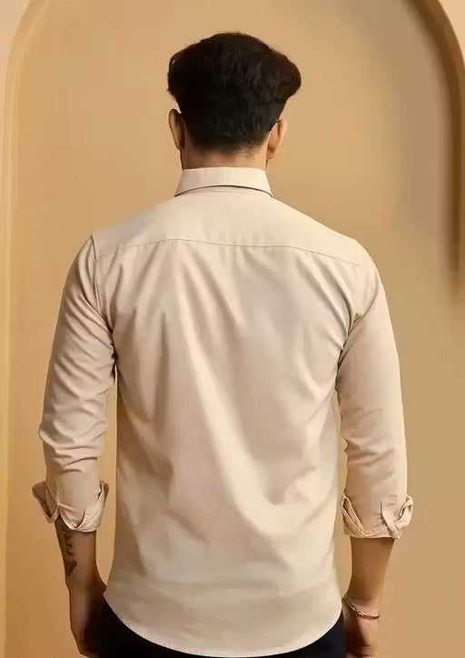 Men’s Solid Plain Full Sleeve Formal Casual Shirt