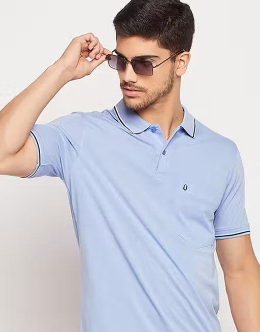 Men's Cotton Half Sleeves Solid Polo Neck T-shirt
