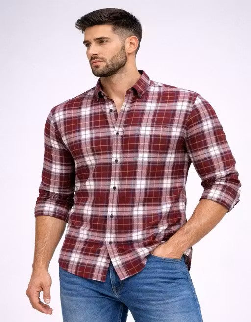 Maroon color vintage square printed shirts