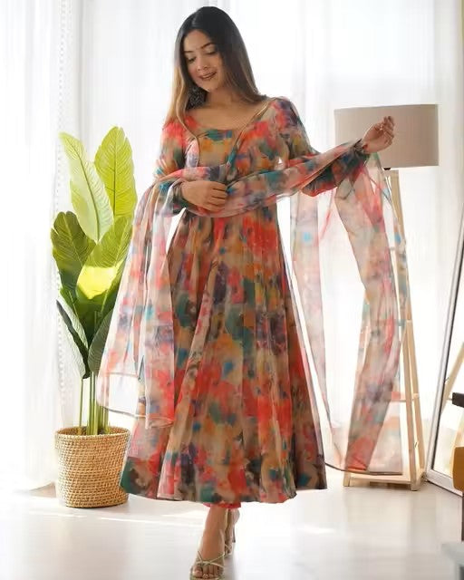 printed kurti with dupatta set