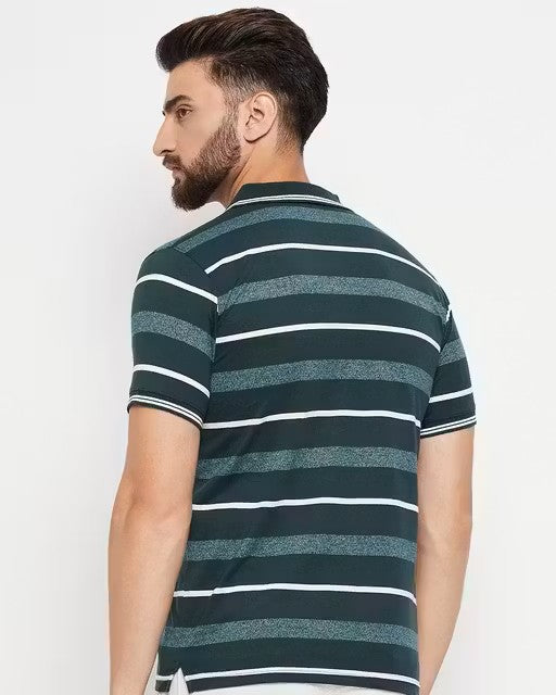 Men Polo Collar Striper T Shirt