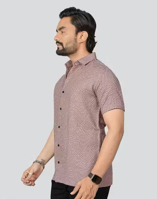 Men’s Textured Casual Shirt in Dusty Rose
