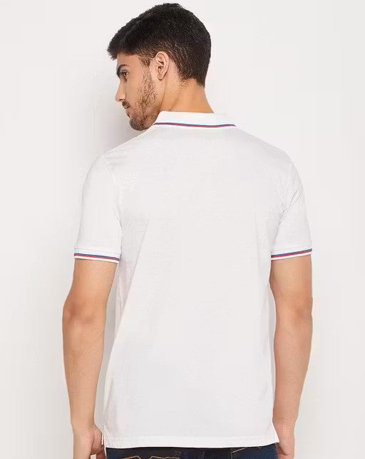 Men's Cotton Half Sleeves Solid Polo Neck T-shirt