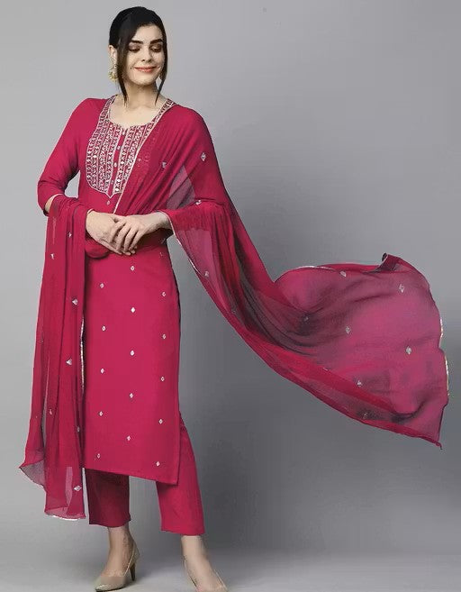 Viscose Rayon Kurta Pant Dupatta Set