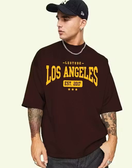 Men's Graphic Print Oversize Round Brown Tshirts