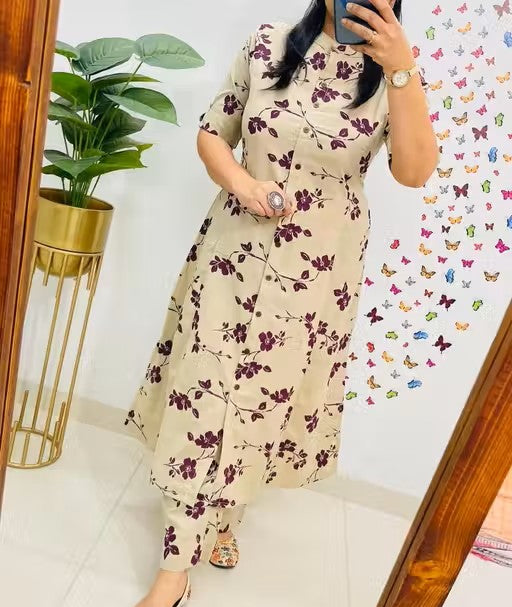 Floral Printed Multicolor Kurta Set For Women