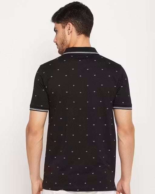 Men's Cotton Half Sleeves Printed Polo Neck T-shirt