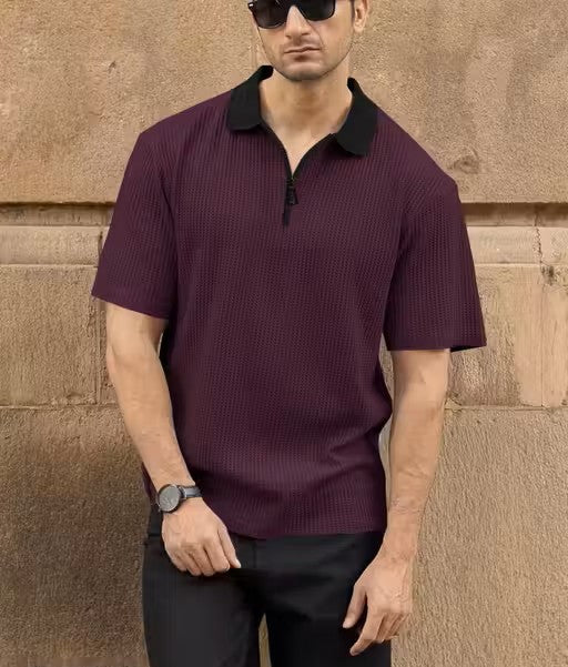 Polo Neck Zipper T-shirt For men