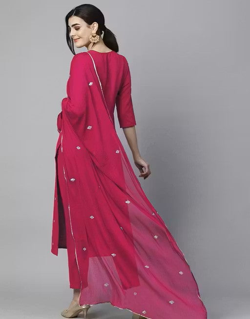Viscose Rayon Kurta Pant Dupatta Set
