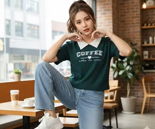 Korean Style T-shirt With Collar