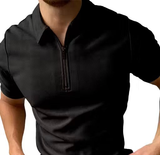 Men's Solid Regular Polo Black Tshirts