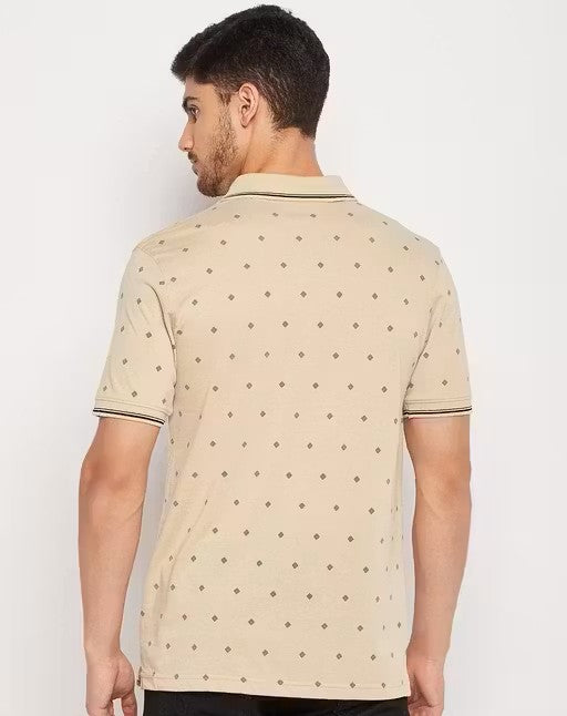 Men's Cotton Half Sleeves Printed Polo Neck T-shirt