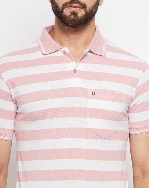 Men Polo Collar Striper T Shirt