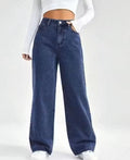 Dark Blue Straight Fit Wide Legg Jeans