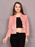 Women Cotton Chikankari Embroidery Work Jacket Shirt