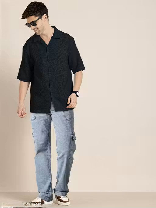 Men's rigbone stretchable carbon black comfortable good looking joggers jeans