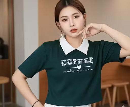 Korean Style T-shirt With Collar