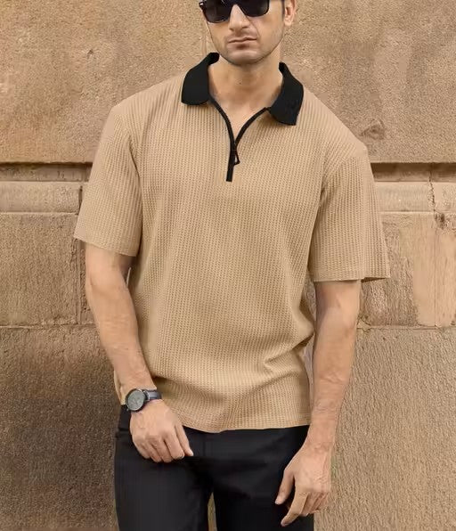 Polo Neck Zipper T-shirt For men