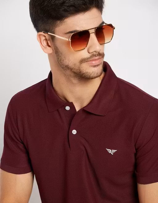 Men's Cotton Half Sleeves Solid Polo T-shirt