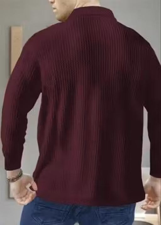 Men Polo Neck Full Sleeve Cotton Blend Regular Tshirt