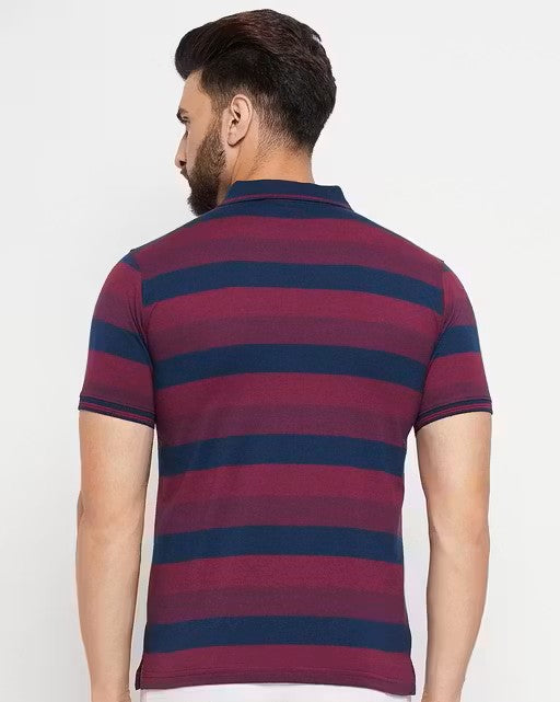 Men Polo Collar Striper T Shirt