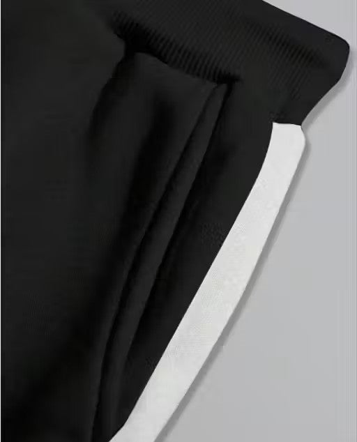 TRACKPANT BLACK COTTON BLEND FABRIC