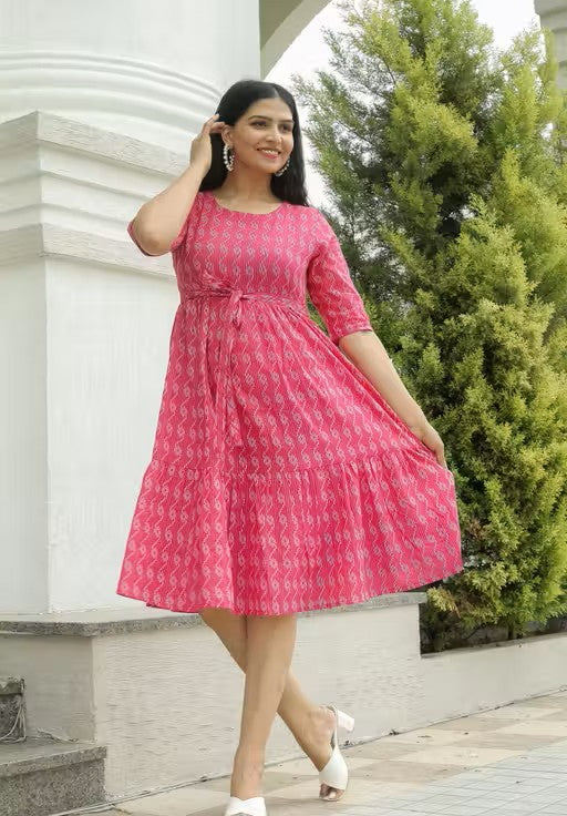 Cotton Dress In Solid Pattern Velvark.com