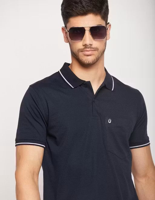 Men's Cotton Half Sleeves Solid Polo Neck T-shirt