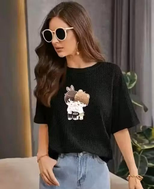 Women's Casual Printed Round Neck T-Shirt