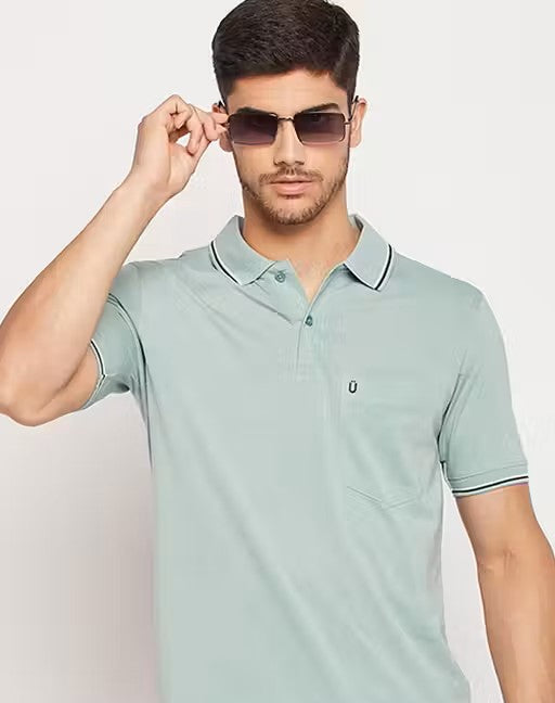 Men's Cotton Half Sleeves Solid Polo Neck T-shirt